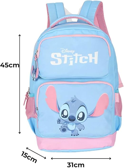 Mochila Escolar, Stitch, Grande, Azul, Luxcel