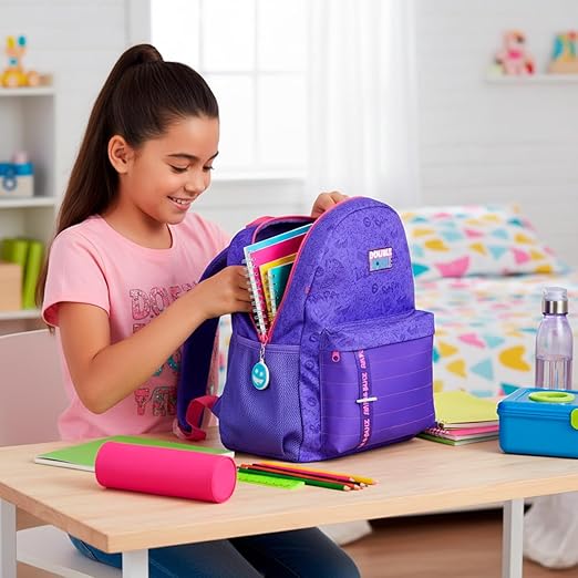 Mochila Escolar Juvenil para Adolescente, Roxa, Bolsa de Costas