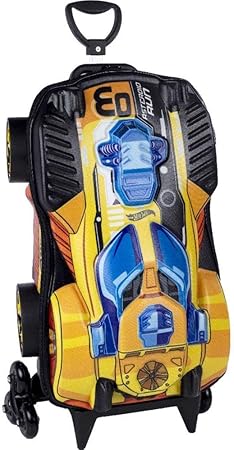 Mochila Escolar 3D com 6 Rodinhas Hotwheels Dune Dourado - Maxtoy