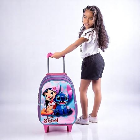 Kit Mochila Infantil Escolar com Rodinhas + Estojo + Lancheira Térmica | Bolsa Feminina Grande