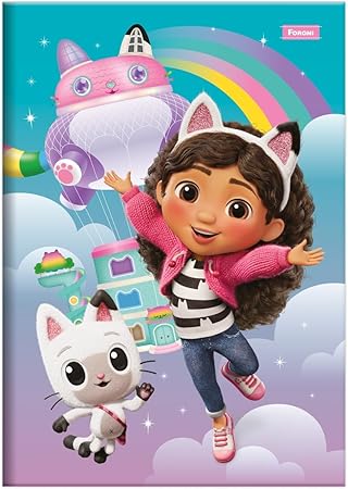 Caderno Brochura, Foroni, 1/4, Capa Dura, A Casa Mágica da Gabby, 80 Folhas