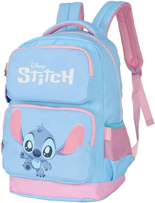 Mochila Escolar, Stitch, Grande, Azul, Luxcel