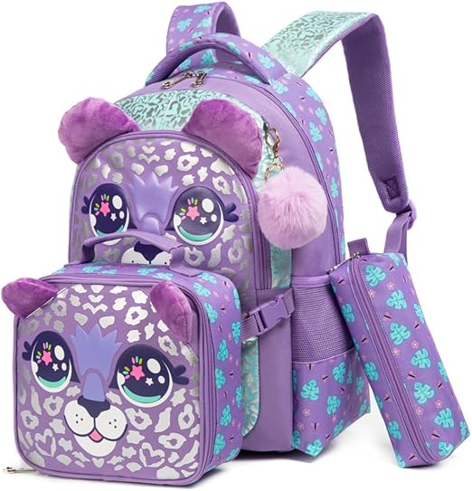 Mochila infantil, Kit Escolar 3 Peças, Mochila com Lancheira e Estojo, para Crianças Acima de 1,2m