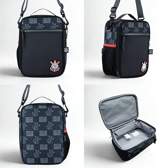 Kit Completo Corinthians Mochila de Costas Lancheira Térmica e Estojo Duplo Timão Infantil Escolar