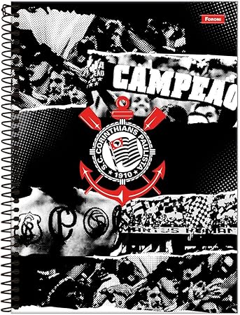 Kit de Cadernos, Foroni, 1 Matéria, Capa Dura, Corinthians, 80 Folhas, Pacote com 5