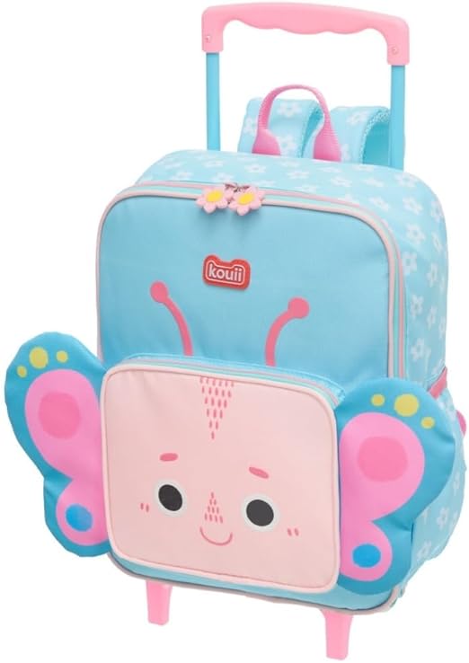Mochila Escolar Infantil Bolsa c Rodinhas Menina Borboleta