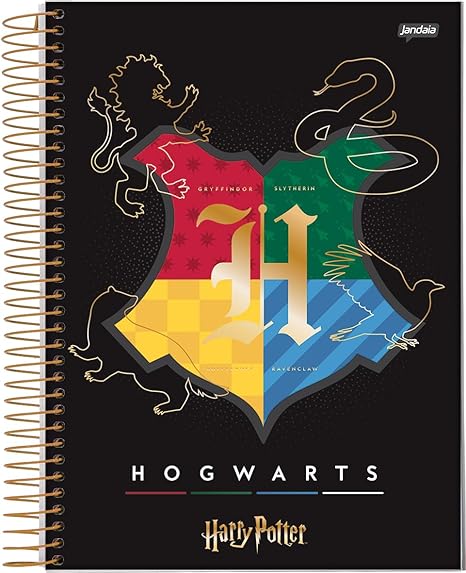 Caderno Espiral Universitário CD 10 Matérias 200 Fls Harry Potter Hogwarts Preta