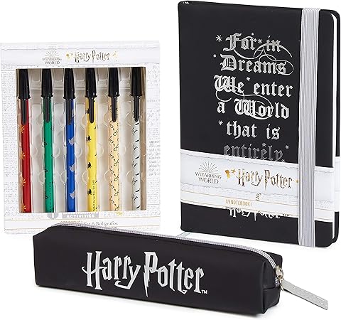 Kit HARRY POTTER Conjunto de papelaria, caderno, estojo de lápis, caneta, kits de material escolar para crianças, adolescentes, meninas, meninos, artigos oficiais (preto)